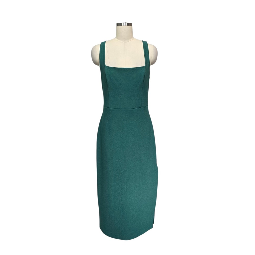 Abercrombie & Fitch Emerald Green Square Neck Midi Sheath Dress Sz Petite Large